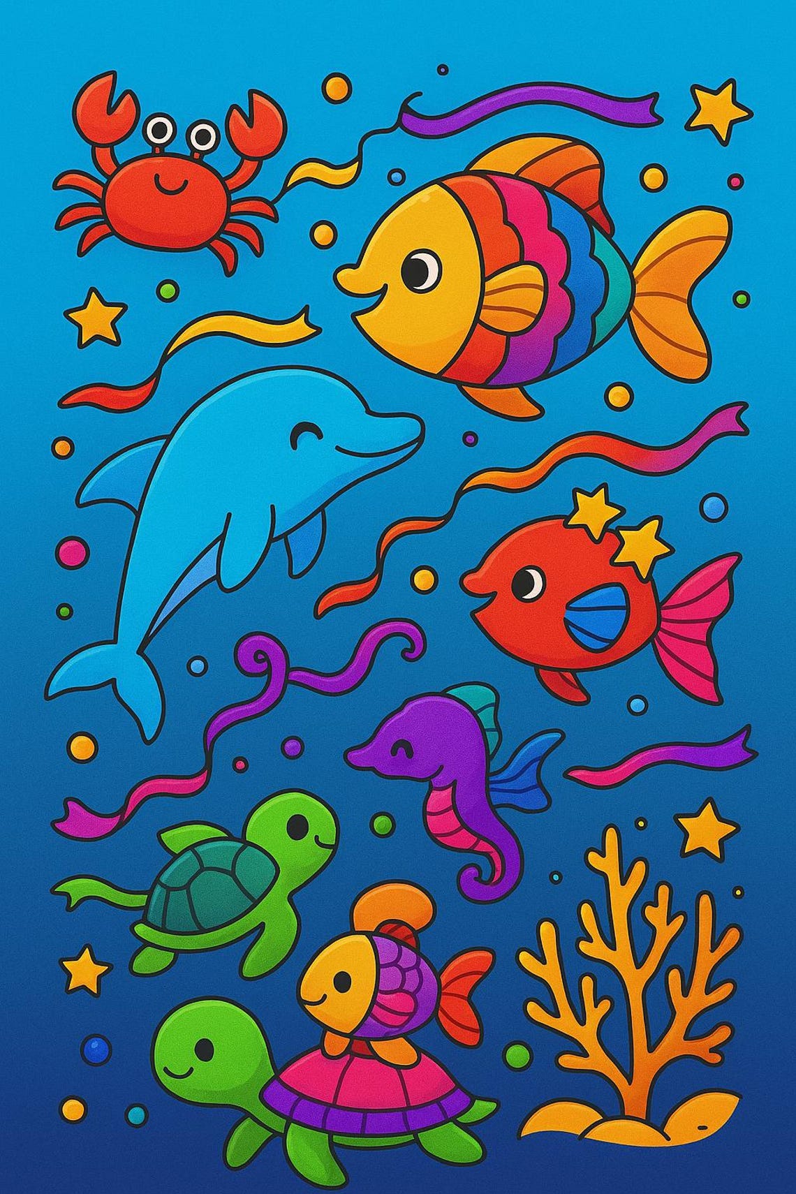 Rainbow Fish Coloring Book for Kids – 20 Pages (printable PDF) - Etsy