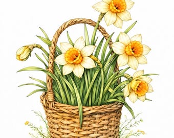 Narcisos y narcisos – Libro para colorear floral realista para adultos / 25 páginas imprimibles