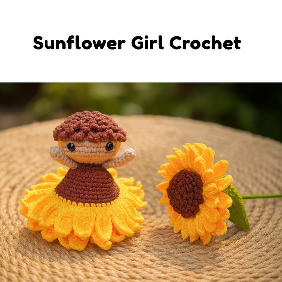 お花の女の子（ひまわり）　あみぐるみ オーダー受付ページです♡ かぎ編み 枯れない花 プレゼント あみぐるみ