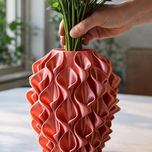 Vaso di design moderno stampato in 3D / Vaso per fiori scultoreo / Arredamento per la casa contemporaneo / Designer LineaFiora Interior