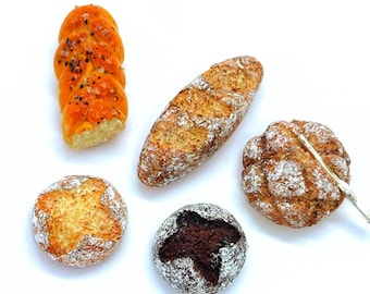 Magnet - Miniature Antique Bread Set - For Refrigerator or 1:12 Dollhouse