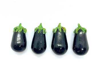 Eggplants - Realistic miniature food eggplants for dollhouse, handmade decorative accessories, 1:12 scale