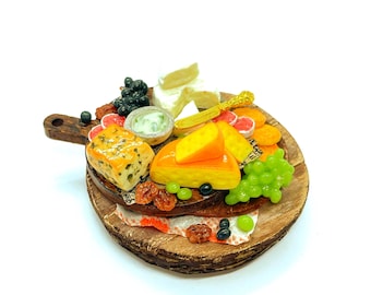 Magnet - Miniature French Cheese Board in Polymer Clay for 1:12 Dollhouse OR Refrigerator