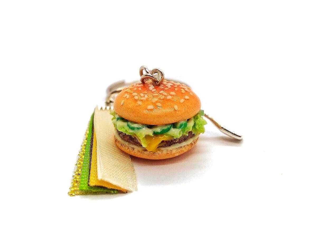 リアルなミニチュアハンバーガーキーホルダー - バッグやキーの 