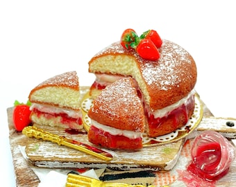 Magnet Victoria Sponge Cake Miniature Polymer Clay - Fridge or Dollhouse 1:12