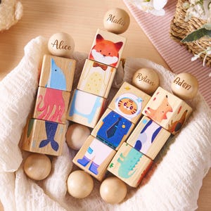 Custom Name Wooden Animal Puzzle,Rotating Montessori Toy for Babies & Toddlers,Personalized Baby Gift,Puzzles Toddler Gift,Baby Shower Gift