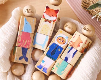 Rompecabezas de madera con nombre personalizado, juguete Montessori giratorio para bebés y niños pequeños, regalo personalizado para bebés, rompecabezas para niños pequeños, regalo para baby shower.