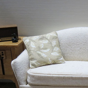 Tan ivory vine dollhouse pillow - miniature - sold individually