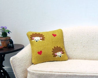 Hedgehog Love pillow - dollhouse miniature - sold individually