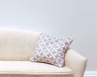 Grey lattice pillow - dollhouse miniature - sold individually