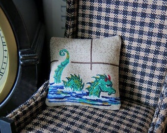 Sea dragon pillow - nautical - dollhouse miniature