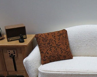 Rust brown leaves vine pillow - dollhouse miniature - sold individually