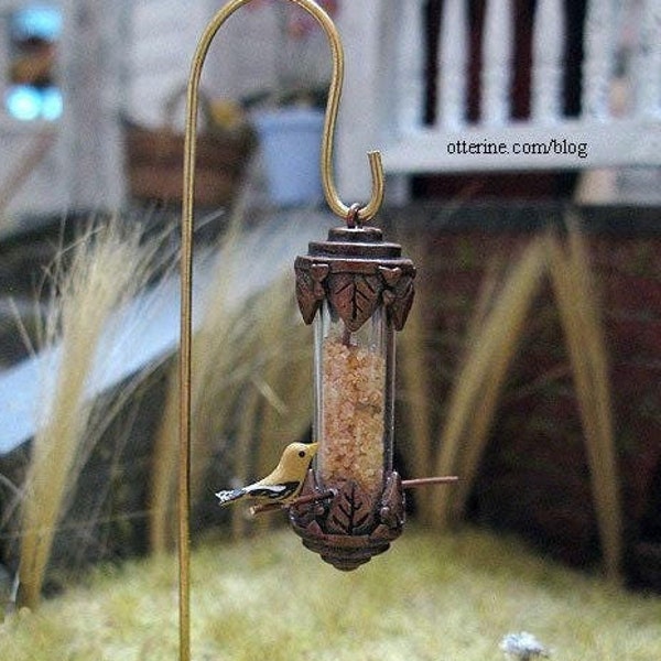 Copper birdfeeder - dollhouse miniature - please read description for custom options available