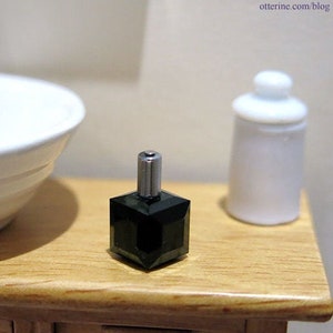 Jet black Swarovski crystal perfume bottle - dollhouse miniature