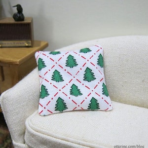 Vintage Christmas trees pillow - holiday, winter - dollhouse miniature