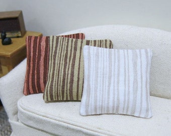 Wood grain stripe pillow - assorted colors, oak, birch - dollhouse miniature