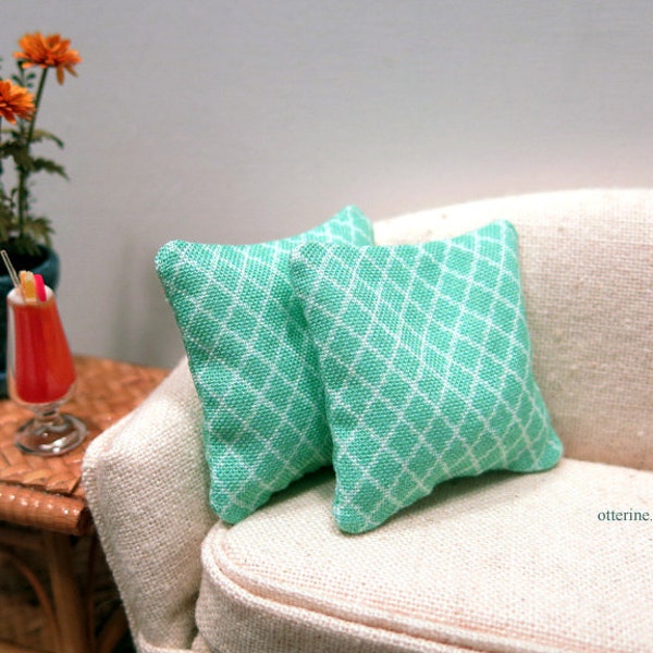 Teal Moroccan pillows - set of two - dollhouse miniature