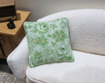 Pale green rose pillow - floral, flower - dollhouse miniature