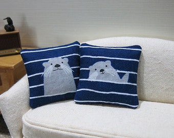 Otter navy blue pillow - dollhouse miniature - assorted styles