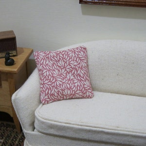 Dusty pink leaves pillow - dollhouse miniature