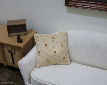 Pale yellow dotted pillow - dollhouse miniature