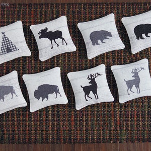 Cabin woodland pillow assorted styles bear, bison/buffalo, moose, deer or teepee/wigwam dollhouse miniature image 1