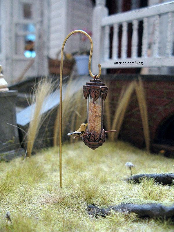 Copper birdfeeder - dollhouse miniature - custom options available