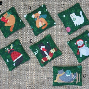 Christmas cat pillow assorted styles kitten, holiday dollhouse miniature image 10