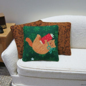 Christmas cat pillow assorted styles kitten, holiday dollhouse miniature image 4