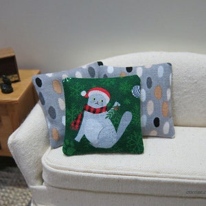 Christmas cat pillow assorted styles kitten, holiday dollhouse miniature image 9