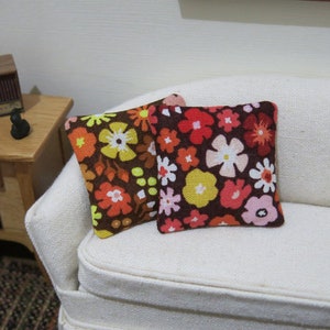 Retro flowers pillow - dollhouse miniature - assorted styles