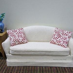 Delicate red floral spray pillow dollhouse miniature image 2
