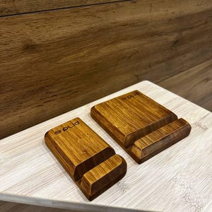 Wooden Phone and Tablet Stand Set, Office Desk Decor, Wooden Ipad Stand ,Gif for Him, Desk Organizer for Men, Eco-Friendly Tech Accessories