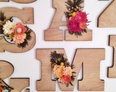 Felt wildflower wooden letter or number