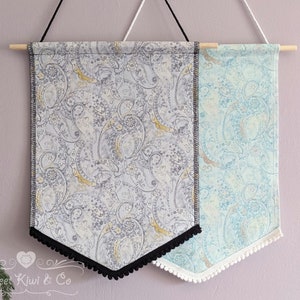 Pastel Paisley Pin Banner with Mini Pompom Trim