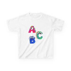 Colorful Monster ABC Kids Tee, Educational Shirt, Fun Letter T-Shirt, Toddler Gift, Classroom Apparel