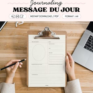 journal oracle | Message du jour | Page à imprimer | PDF A4 | Pour tirage de cartes et développement personnel | Téléchargement immédiat