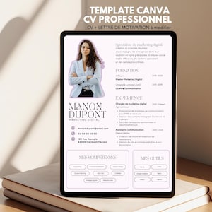 French CV / cv template canva / cv canva / CV and cover letter template / CV editable on Canva