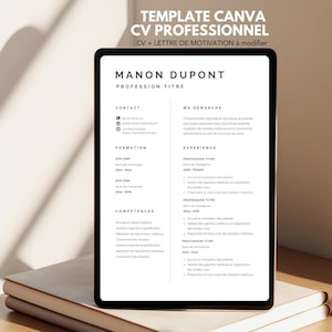 French CV / cv template canva / cv canva / CV and cover letter template / CV editable on Canva