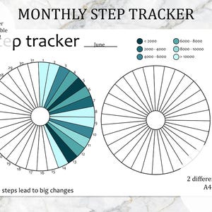 Step Tracker - Daily Step Log, Monthly Step Tracker Printable PDF, Fitness Habit Tracker, A4 & A5, Digital Download