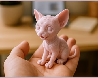 Sphynx Cat STL File, 3D Printed Cat Figurine, Sitting Cat Model, Digital Download