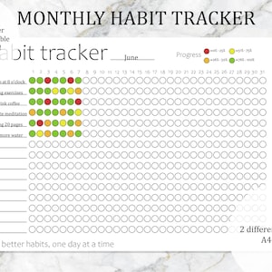Habit Tracker - Daily Habit Tracker Printable PDF, Simple Routine Tracker, 30 Day Habit Challenge, Monthly Habit Tracker