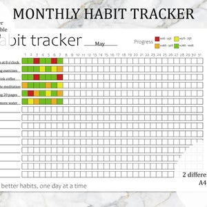 Habit Tracker Printable, Daily Habit Tracker PDF, Simple Routine Tracker, 30 Day Habit Challenge, Monthly Habit Tracker