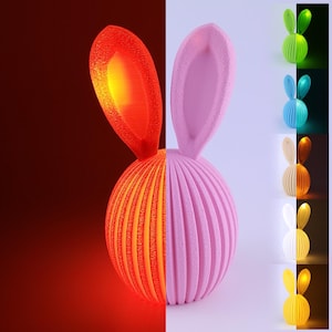 Beleuchtetes Osterei mit Hasenohren | Ostern | LED | modern | verschiedene Farben | optional mit 6h Timerfunktion