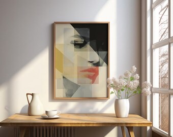 Modern Woman Art, Abstract Face Art, Geometric Portrait, Abstract Female, Boho Design, Modern Abstract, Minimalist Art, Digital Print