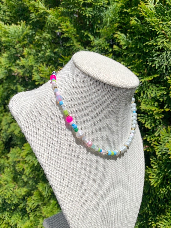 Trendy Half Beaded Half Pearl Necklace 