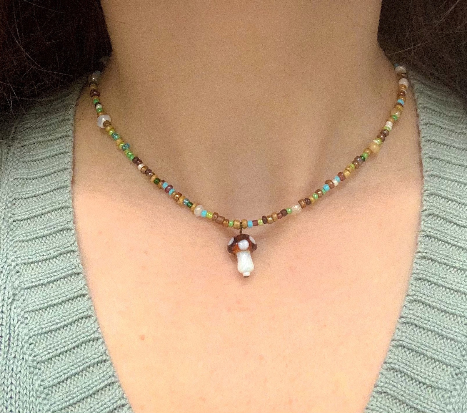 Trendy Beaded Mushroom Necklace Beaded Necklace With Mushroom | Etsy