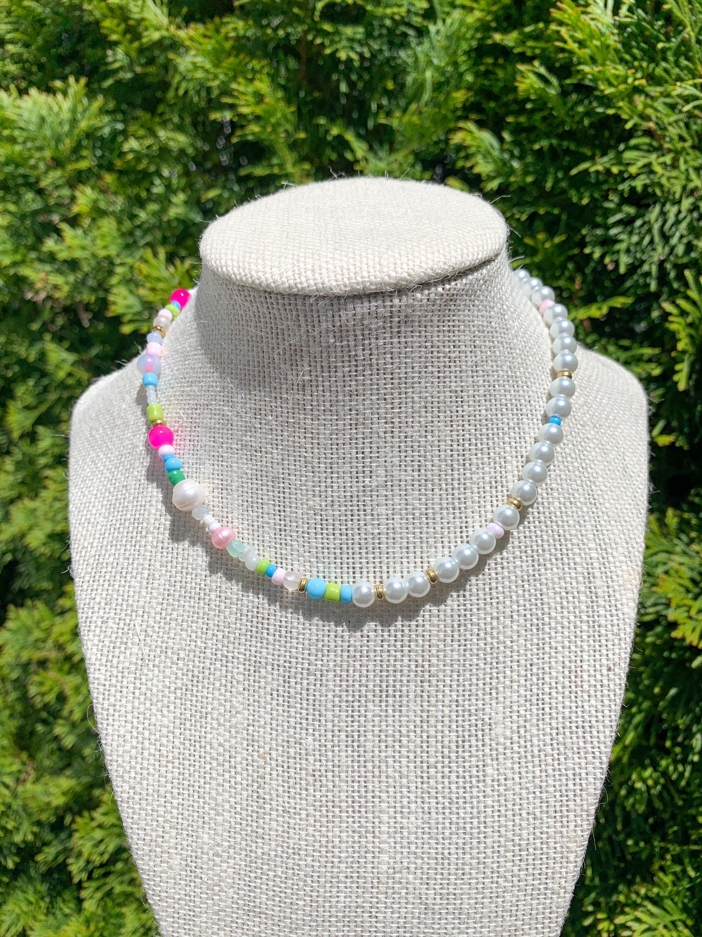 Trendy Half Beaded Half Pearl Necklace 