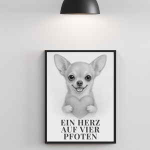 Digital dog poster with saying – wall picture instant download – gift for dog lovers black and white