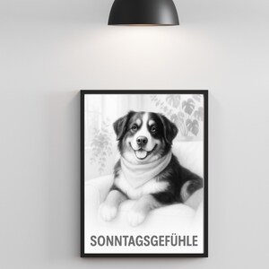 Digital dog poster with saying – wall picture instant download – gift for dog lovers black and white
